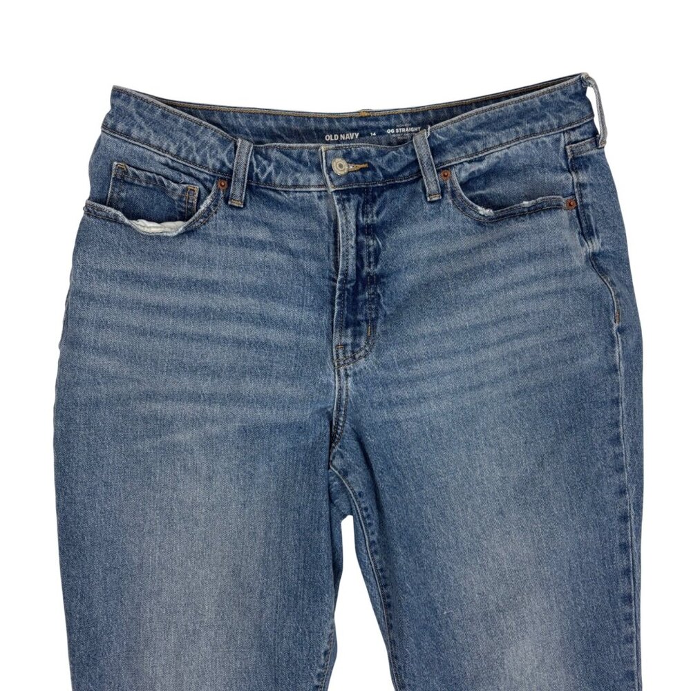 Old Navy Denim Jeans Womens Size 14 High Rise OG Straight Secret-Smooth Pockets - Picture 2 of 10